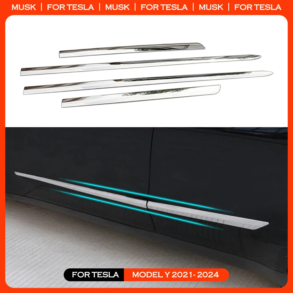 For Tesla Model Y 2021-2024 4Pcs Anti-Collision Door Side Protection Trim Stainless Steel Modified Strip Exterior Accessories
For Tesla Model Y 2021-2024 4Pcs Anti-Collision Door Side Protection Trim Stainless Steel Modified Strip Exterior Accessories