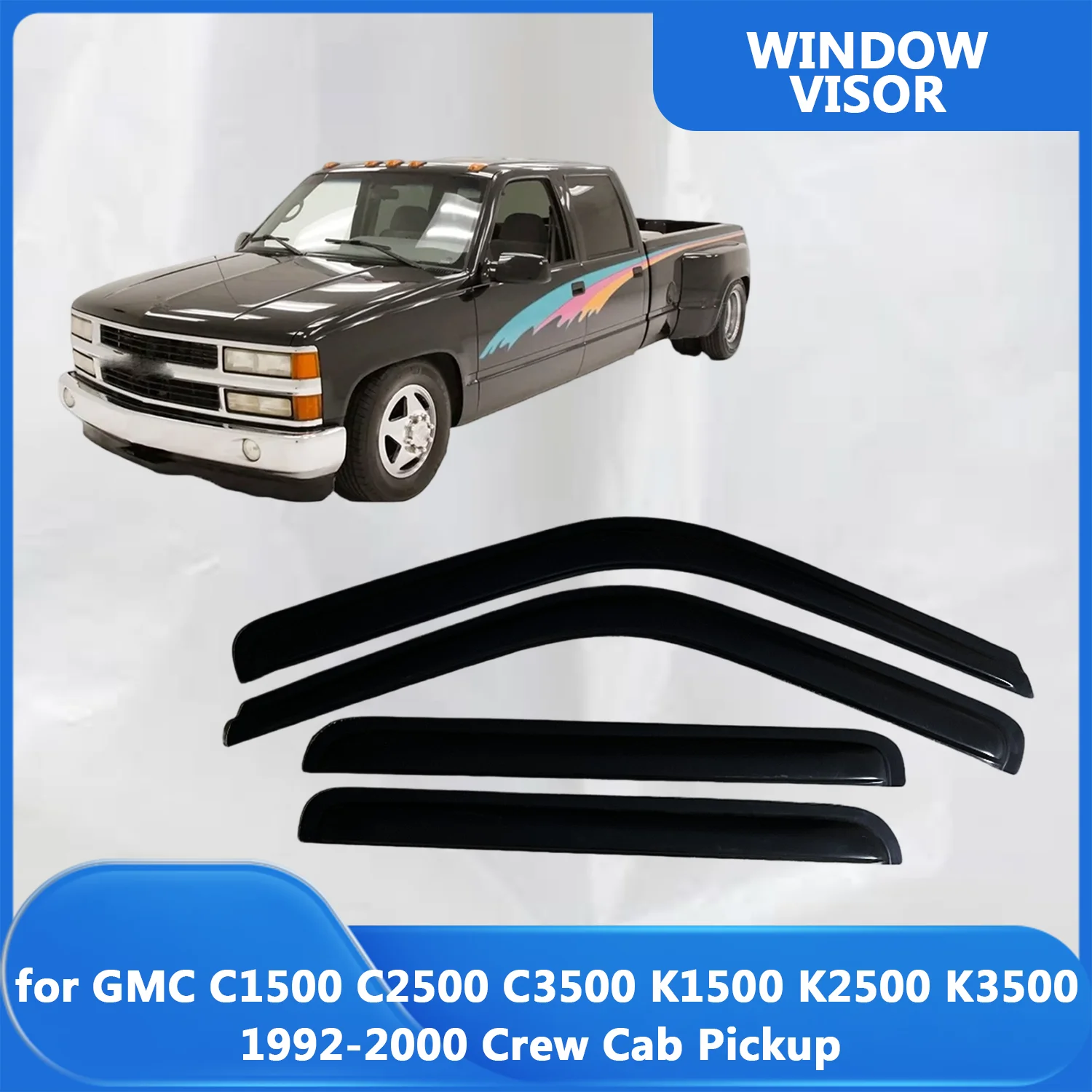 Window Visor for GMC C1500 C2500 C3500 K1500 K2500 K3500 1992-2000 Crew Cab Pickup Wind Deflectors Rain Guards Door Visor Shades
Window Visor for GMC C1500 C2500 C3500 K1500 K2500 K3500 1992-2000 Crew Cab Pickup Wind Deflectors Rain Guards Door Visor Shades