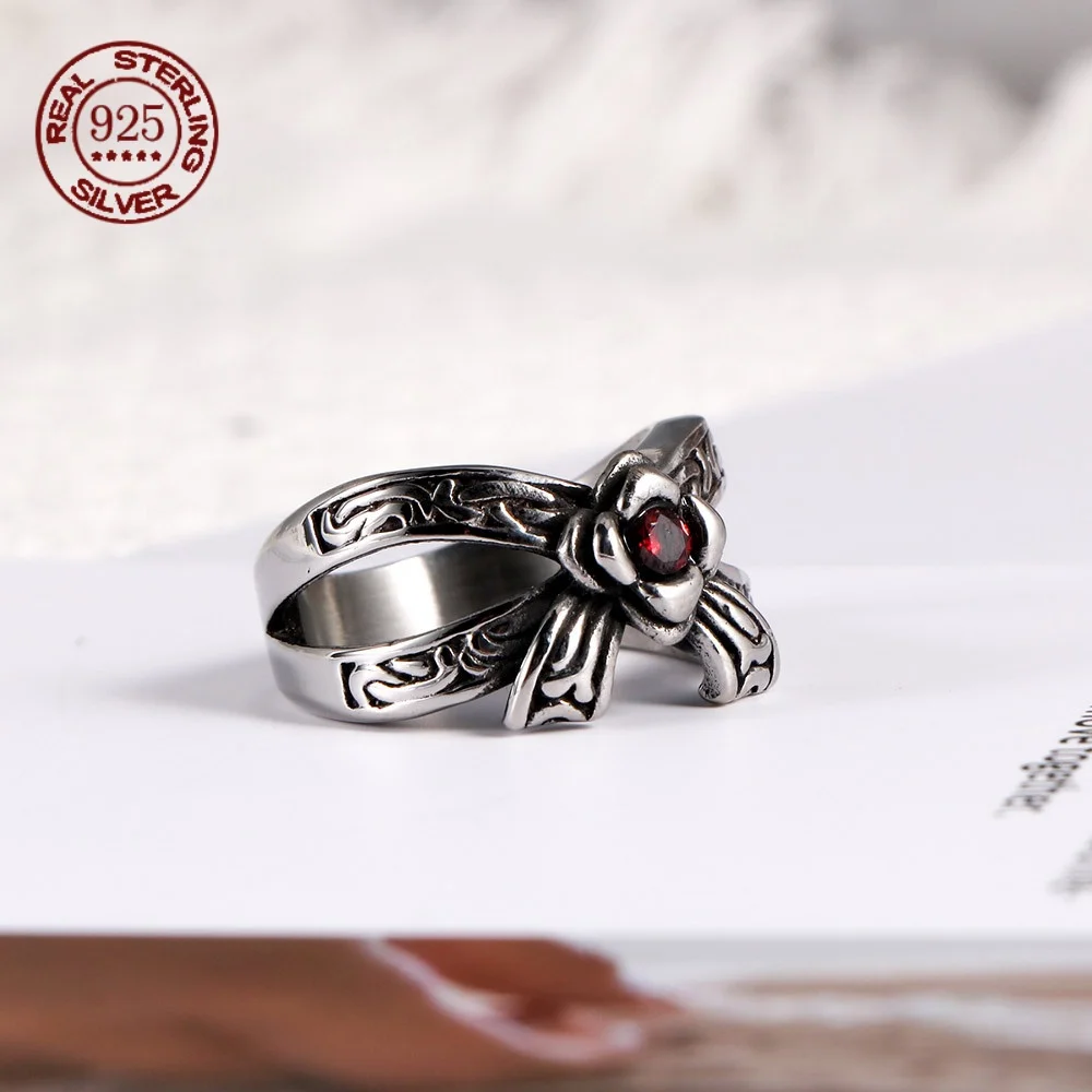 Simplicity Vintage Unisex Gothic S925 Sterling Silver Rose Ring Bohemian Couple Creativity Gift party Bow Patterned Ring Jewelry
Simplicity Vintage Unisex Gothic S925 Sterling Silver Rose Ring Bohemian Couple Creativity Gift party Bow Patterned Ring Jewelry