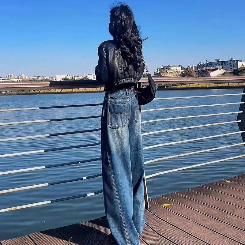 Весенне-осенний дизайн, широкие джинсы для женщин, новые свободные брюки с прямыми лезвиями и высокой талией, модные
Весенне-осенний дизайн, широкие джинсы для женщин, новые свободные брюки с прямыми лезвиями и высокой талией, модные