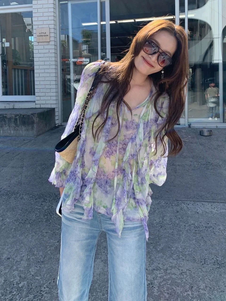 Sweet Style V-Neck Printed Loose Shirt Women's Spring New Fashion Bordered Blouse Floral Long Sleeve Regular Length Top
Sweet Style V-Neck Printed Loose Shirt Women's Spring New Fashion Bordered Blouse Floral Long Sleeve Regular Length Top