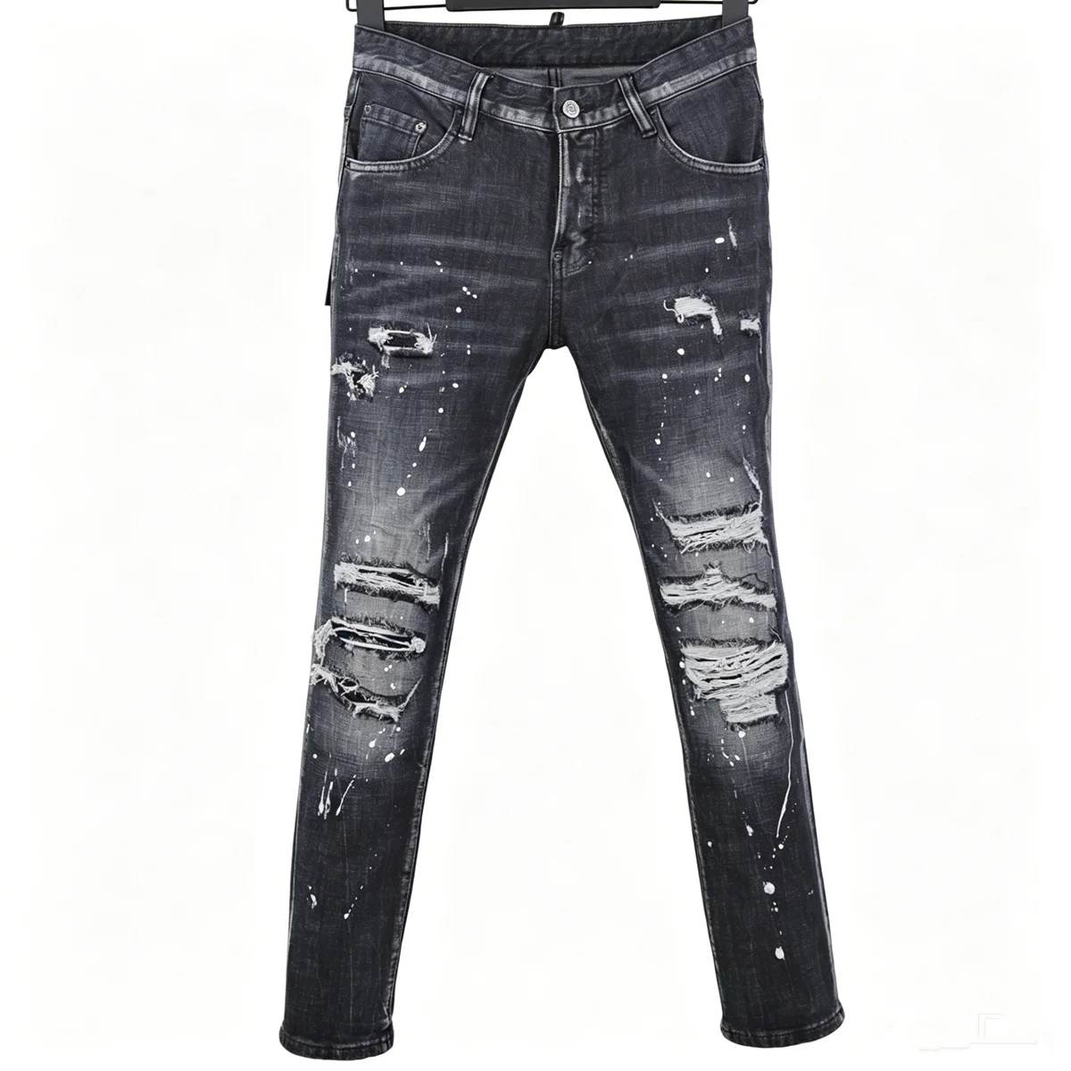6083 Four Seasons New D2 Trendy Men's Washed Grinding Hole Patch Paint Three-dimensional Cutting Leg Black Jeans Men
6083 Four Seasons New D2 Trendy Men's Washed Grinding Hole Patch Paint Three-dimensional Cutting Leg Black Jeans Men