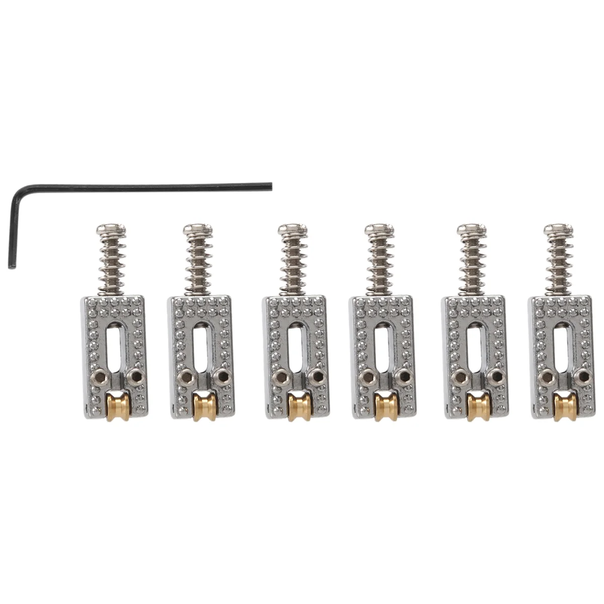 6 роликовых мостовых седлов Tremolo с гаечным ключом для крыла Strat Tele электрическая гитара Хромированный Цвет
6 роликовых мостовых седлов Tremolo с гаечным ключом для крыла Strat Tele электрическая гитара Хромированный Цвет