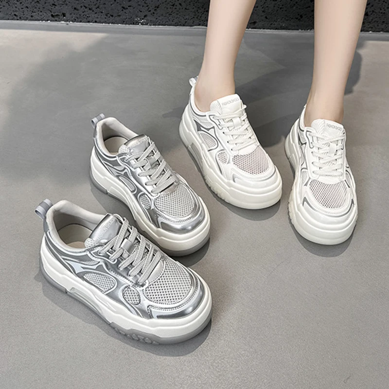Summer Mesh White Shoes Women Breathable Mesh Chunky Fashion Lace-up Thick Bottom Height Increasing Casual Trainers Size 35-40
Summer Mesh White Shoes Women Breathable Mesh Chunky Fashion Lace-up Thick Bottom Height Increasing Casual Trainers Size 35-40