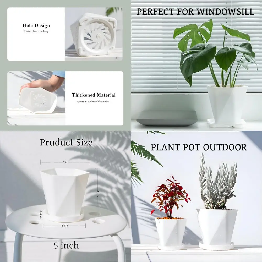 Набор из 12 белых пластиковых горшков для растений (для дома и улицы) с дренажом и поддонами
Набор из 12 белых пластиковых горшков для растений (для дома и улицы) с дренажом и поддонами
