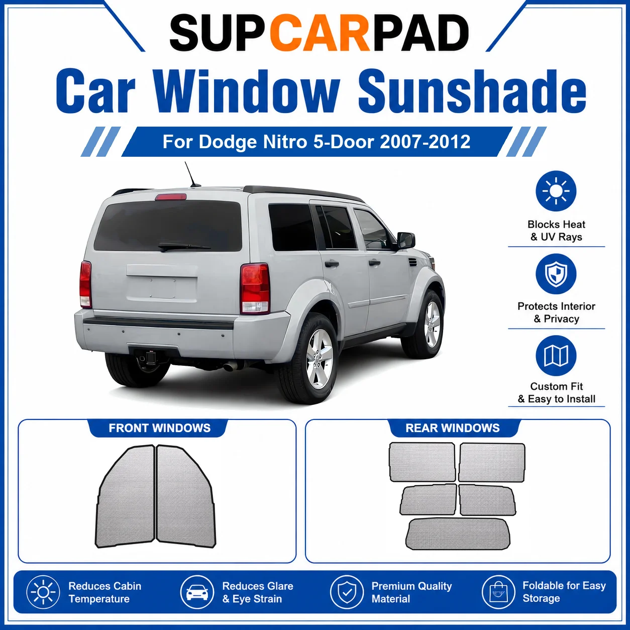 For Dodge - Dodge Nitro 5-Door 2007-2012 Full Set Car Window Sunshades UV Block Privacy Heat Insulated Foldable Car Curtain
For Dodge - Dodge Nitro 5-Door 2007-2012 Full Set Car Window Sunshades UV Block Privacy Heat Insulated Foldable Car Curtain