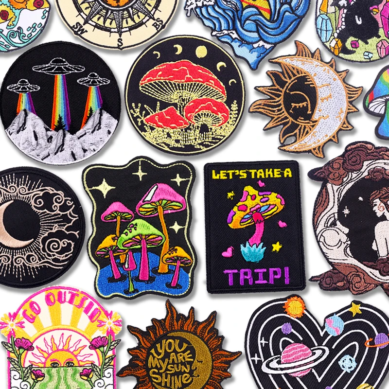 Colorful Mushrooms Embroidered Patches For Clothes Jackets Hats Sewing Patch Cartoon Planet Sun Iron On Patches For Clothing DIY
Colorful Mushrooms Embroidered Patches For Clothes Jackets Hats Sewing Patch Cartoon Planet Sun Iron On Patches For Clothing DIY