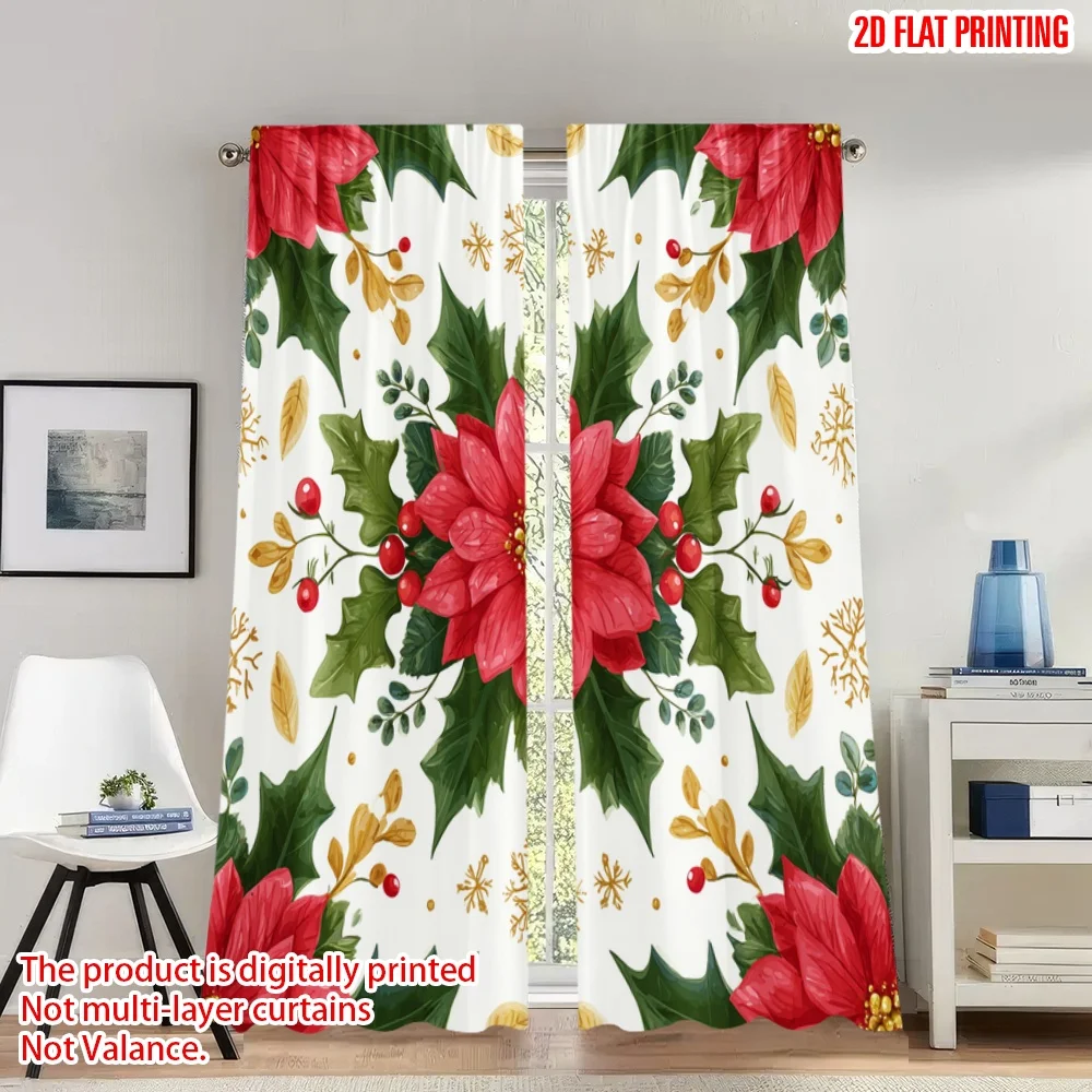 2pcs 2D flat printing Merry Christmas Curtains Christmas Poinsettia Holly Berries_d Digital Printed Polyester Drapes Spring Use
2pcs 2D flat printing Merry Christmas Curtains Christmas Poinsettia Holly Berries_d Digital Printed Polyester Drapes Spring Use