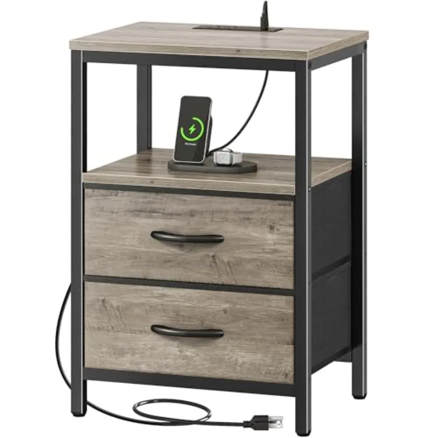 Nightstand with Charging Station Fabric Drawers End Table with Open Shelf Bedside Table with USB Ports and Outlets Night Stand
Nightstand with Charging Station Fabric Drawers End Table with Open Shelf Bedside Table with USB Ports and Outlets Night Stand