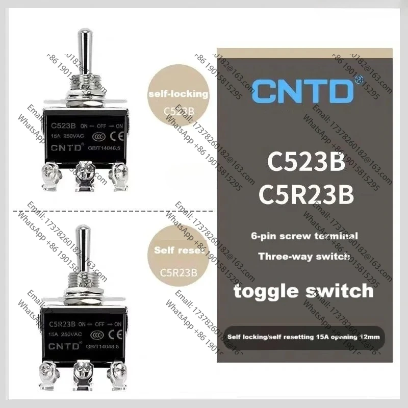 Тумблер CNTD C523B C5R23B Шестиконтактный трехскоростной самоблокирующийся тумблер сброса 15А
Тумблер CNTD C523B C5R23B Шестиконтактный трехскоростной самоблокирующийся тумблер сброса 15А