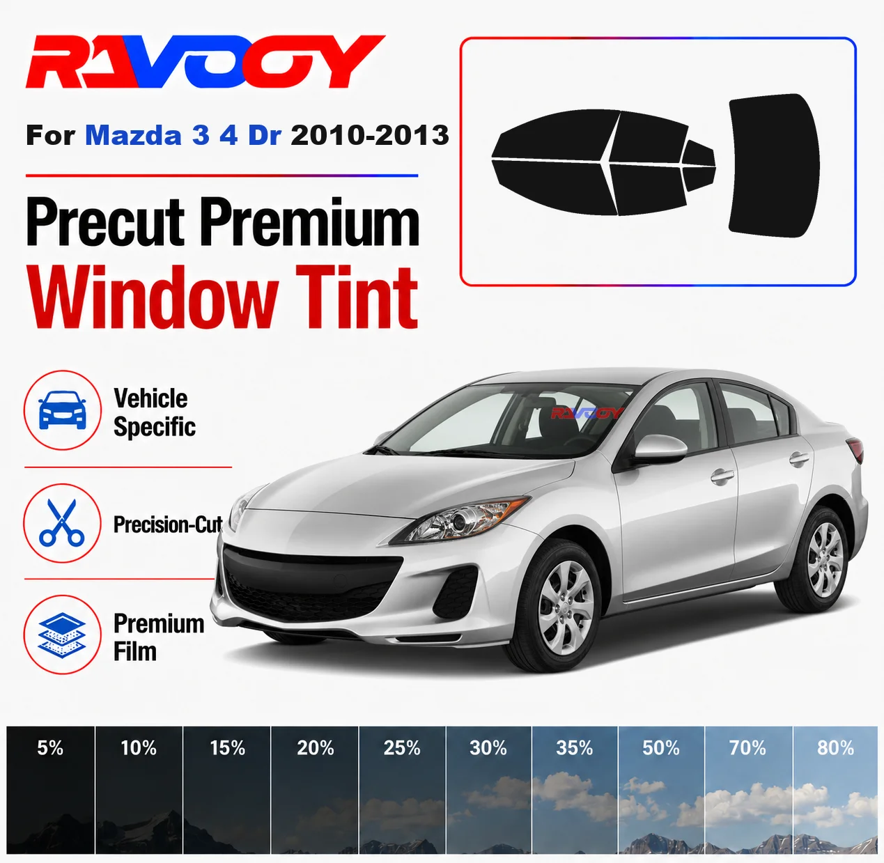 Premium Precut Window Tint Kit Front Windows Rear Windows Rear Windshield For Mazda 3 4 Dr 2010-2013 Car Solar Nano Ceramic Film
Premium Precut Window Tint Kit Front Windows Rear Windows Rear Windshield For Mazda 3 4 Dr 2010-2013 Car Solar Nano Ceramic Film