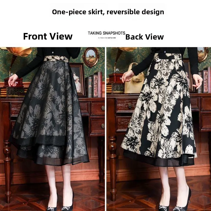 High Waist Two-Sided Wear Casual Thin Floral Skirt Women's A-Line Midi Skirt Korean Sle Autumn Winter New Arrival
High Waist Two-Sided Wear Casual Thin Floral Skirt Women's A-Line Midi Skirt Korean Sle Autumn Winter New Arrival
