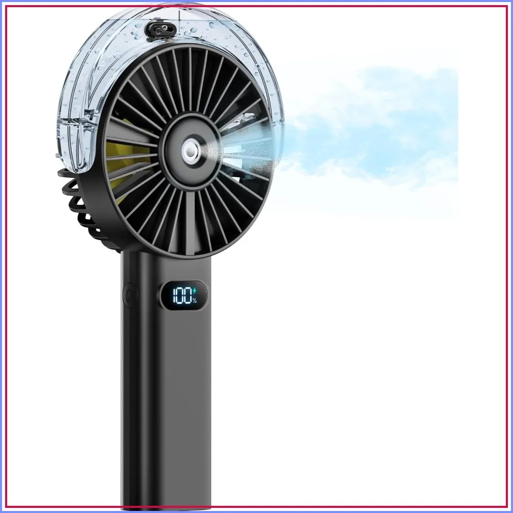 Handheld Misting Fan Portable, 4000mAh Rechargeable, Small Personal Mister with Water Spray, 4-Speed, LED Display, for Travel Outdoor Beach
Handheld Misting Fan Portable, 4000mAh Rechargeable, Small Personal Mister with Water Spray, 4-Speed, LED Display, for Travel Outdoor Beach
