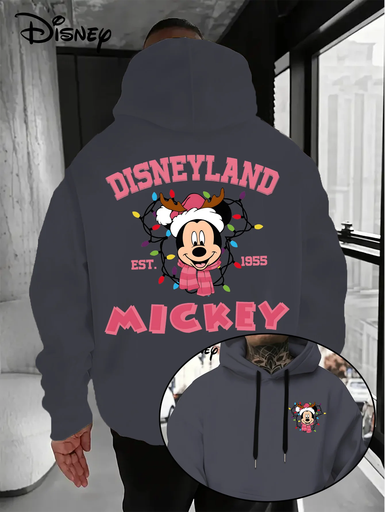 Мужские рождественские толстовки с Микки Маусом Диснея, модные толстовки унисекс большого размера, осенне-зимние флисовые повседневные универсальные 
Мужские рождественские толстовки с Микки Маусом Диснея, модные толстовки унисекс большого размера, осенне-зимние флисовые повседневные универсальные