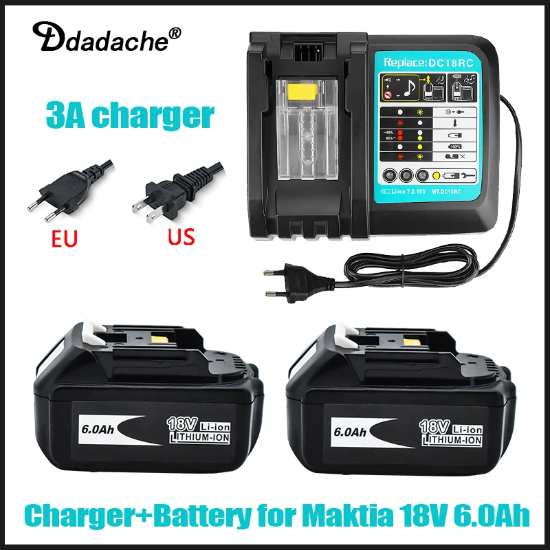 Suitable for Makita 18V 6000mAh rechargeable power tool battery with LED lithium-ion replacement LXT1860BLBL1860 +3A charger
Suitable for Makita 18V 6000mAh rechargeable power tool battery with LED lithium-ion replacement LXT1860BLBL1860 +3A charger