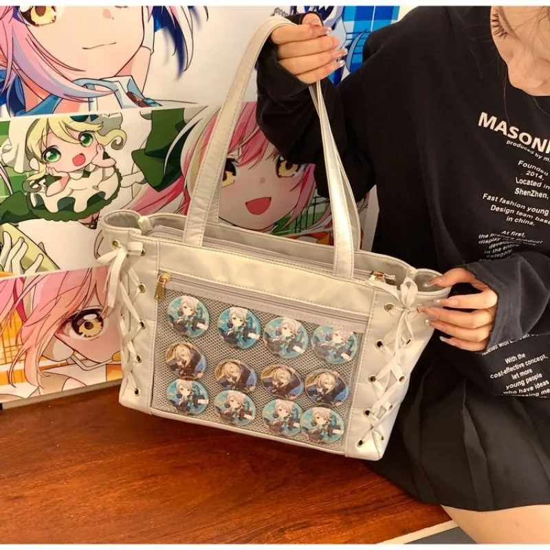HAEX Lolita Women Ita Bags Harajuku JK Uniform DIY Badge Tote Bag Female Cross Ribbon Large Capacity PU Shoulder Bolso Mujer
HAEX Lolita Women Ita Bags Harajuku JK Uniform DIY Badge Tote Bag Female Cross Ribbon Large Capacity PU Shoulder Bolso Mujer