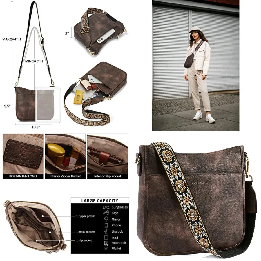 BOSTANTEN Crossbody Bags for Women Trendy Vegan Leather Hobo Purses Shoulder Handbags Wide Shoulder Strap
BOSTANTEN Crossbody Bags for Women Trendy Vegan Leather Hobo Purses Shoulder Handbags Wide Shoulder Strap