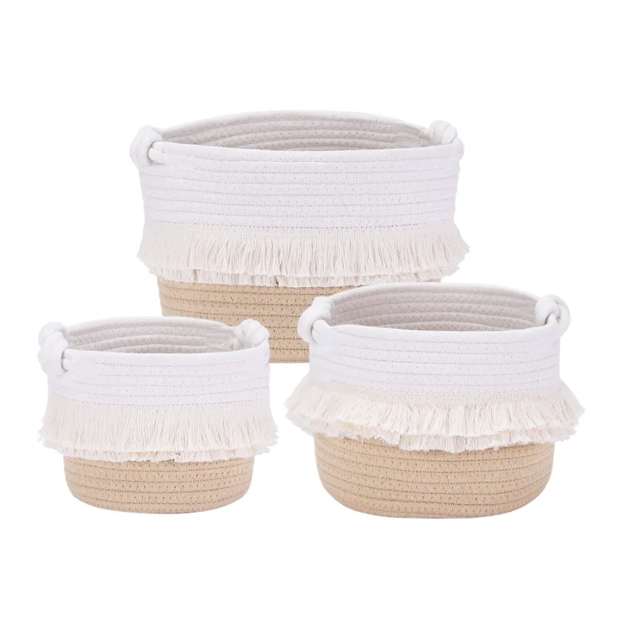 3 Pack Storage Basket Shelf Organizer Bin for Home Use White and Brown, Foldable, Stackable, Durable Woven Texture for Living R
3 Pack Storage Basket Shelf Organizer Bin for Home Use White and Brown, Foldable, Stackable, Durable Woven Texture for Living R