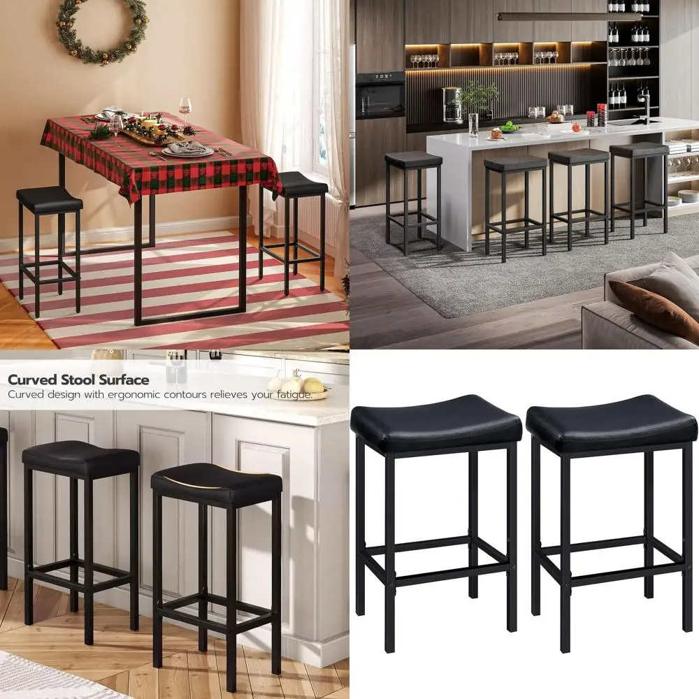 Pair of 24.8 Counter Height Bar Stools with Curved Upholstery for Kitchen or Dining Area
Pair of 24.8 Counter Height Bar Stools with Curved Upholstery for Kitchen or Dining Area