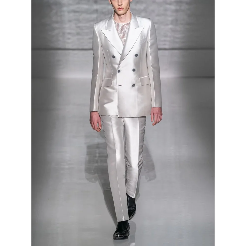 White Satin Men's Suit Luxry High Quality Boutique 2 Piecs Blazer Pants Dinner Prom Party Male Tuxedo
White Satin Men's Suit Luxry High Quality Boutique 2 Piecs Blazer Pants Dinner Prom Party Male Tuxedo