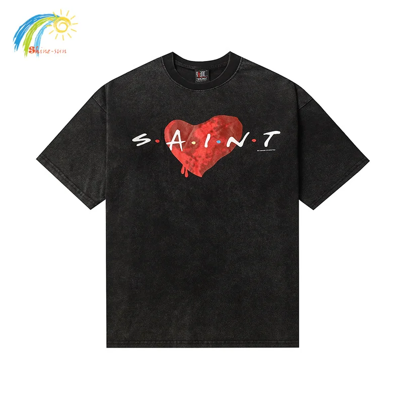 24SS Red Heart Classic Letter Logo Print Saint T Shirt Men Women Vintage Washed Black Tee Tops Oversized T-Shirts
24SS Red Heart Classic Letter Logo Print Saint T Shirt Men Women Vintage Washed Black Tee Tops Oversized T-Shirts