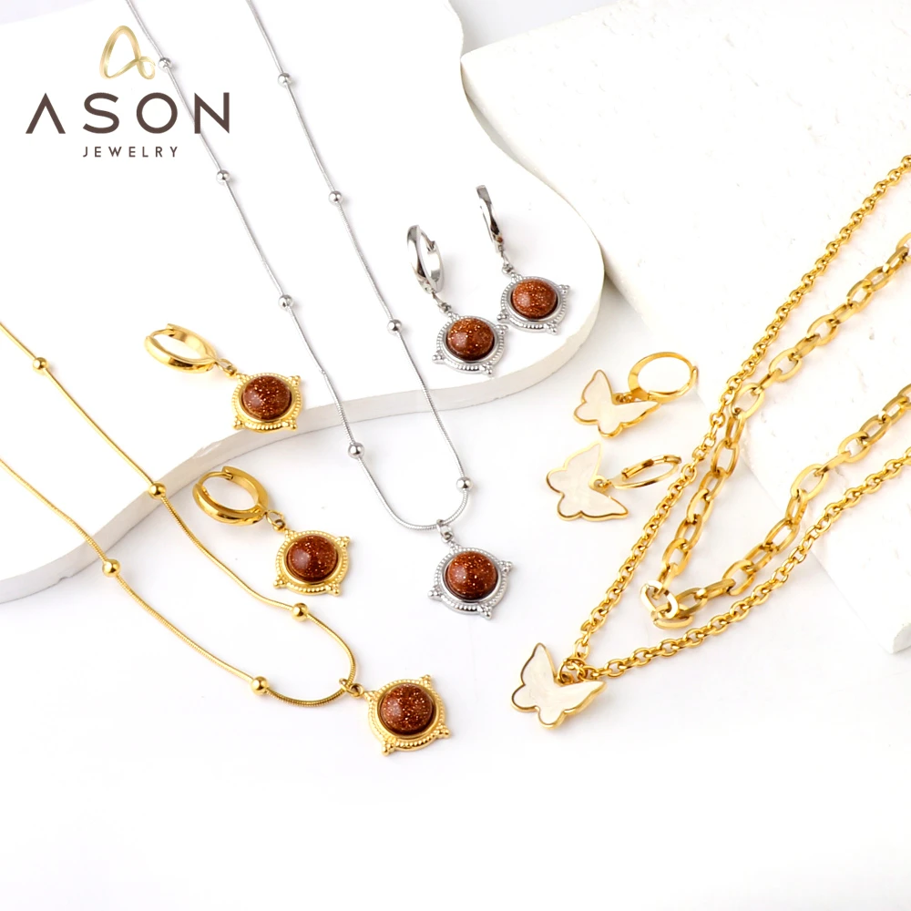 ASONSTEEL Stainless Steel Jewelry Sets Buffterfly Evil Eye Hoop Stud Earring Beaded Chain Pendant Necklace Set Gold Color Women
ASONSTEEL Stainless Steel Jewelry Sets Buffterfly Evil Eye Hoop Stud Earring Beaded Chain Pendant Necklace Set Gold Color Women