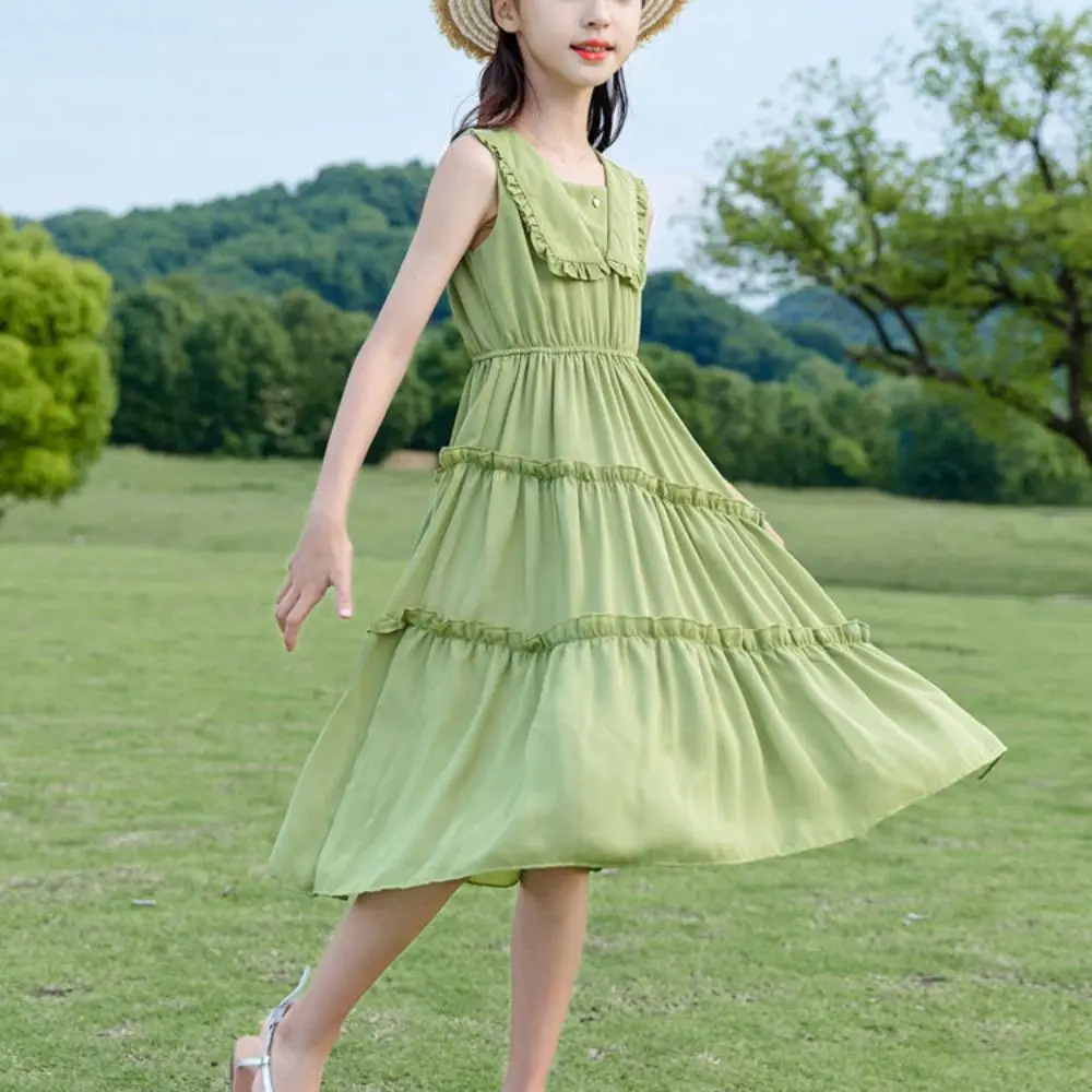 Elegant Doll Collar Girls Princess Dress Party Teens Summer Cake Dress Sweet Beach Vacation Children Long Dress Students
Elegant Doll Collar Girls Princess Dress Party Teens Summer Cake Dress Sweet Beach Vacation Children Long Dress Students