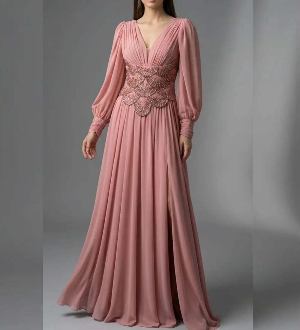 Customized Intricate Chiffon Pleat Sequined A-line V-neck Long Luxury Party Evening Dresses High Quality
Customized Intricate Chiffon Pleat Sequined A-line V-neck Long Luxury Party Evening Dresses High Quality