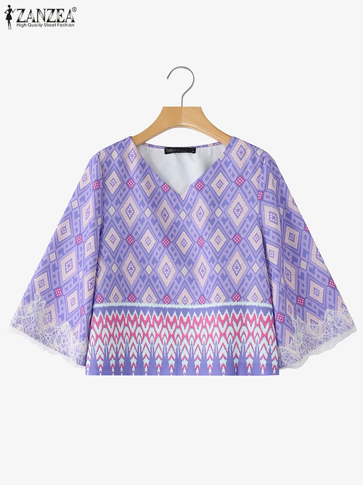 ZANZEA 2025 Autumn Women Blouse Vintage V-Neck Printed Tunic Tops 3/4 Flare Sleeve Casual Lace Shirts Loose Blusas Femininas
ZANZEA 2025 Autumn Women Blouse Vintage V-Neck Printed Tunic Tops 3/4 Flare Sleeve Casual Lace Shirts Loose Blusas Femininas