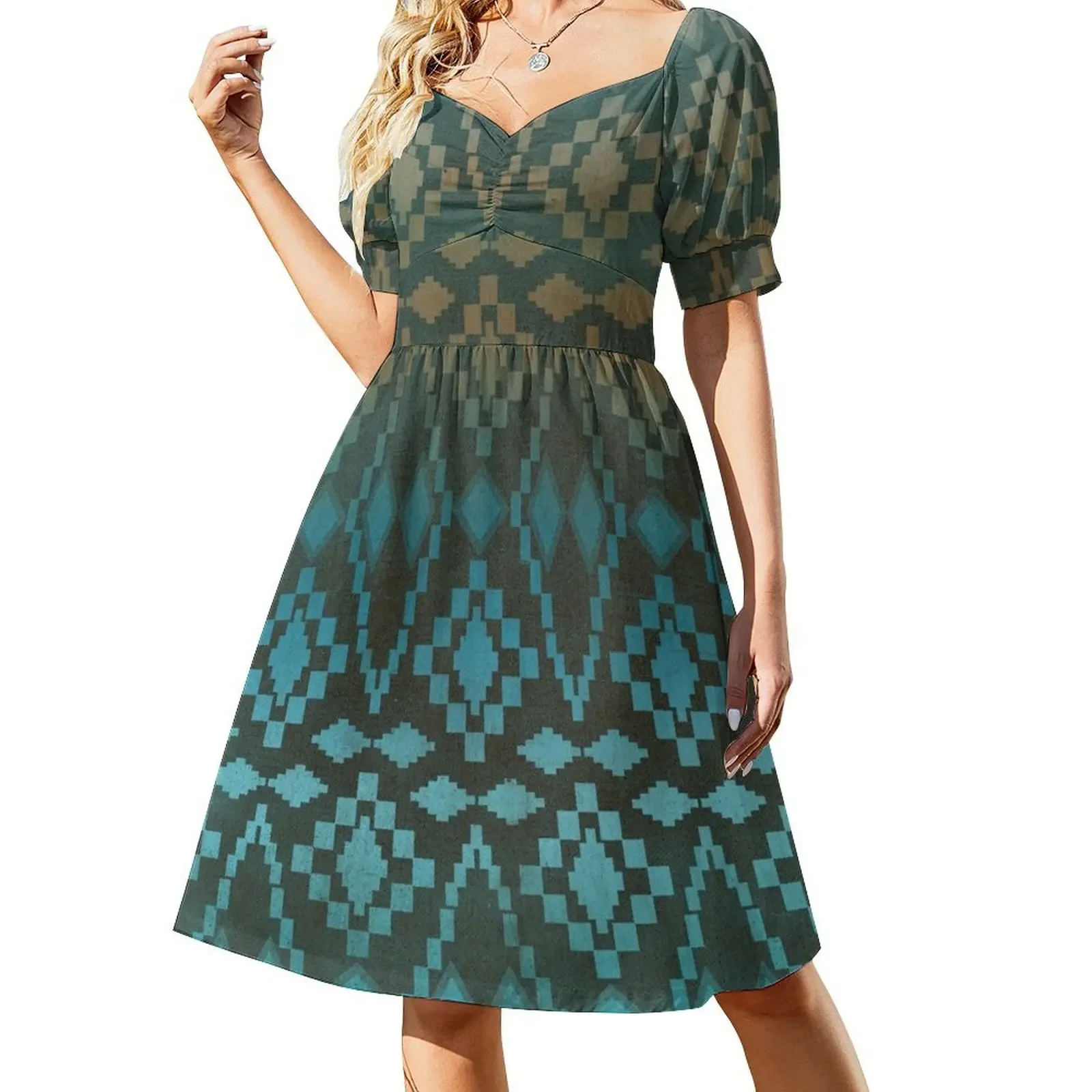 Aqua Southwest Ombre' Short-Sleeved Dress summer dresses ladies 2025 evening dress woman Dress
Aqua Southwest Ombre' Short-Sleeved Dress summer dresses ladies 2025 evening dress woman Dress