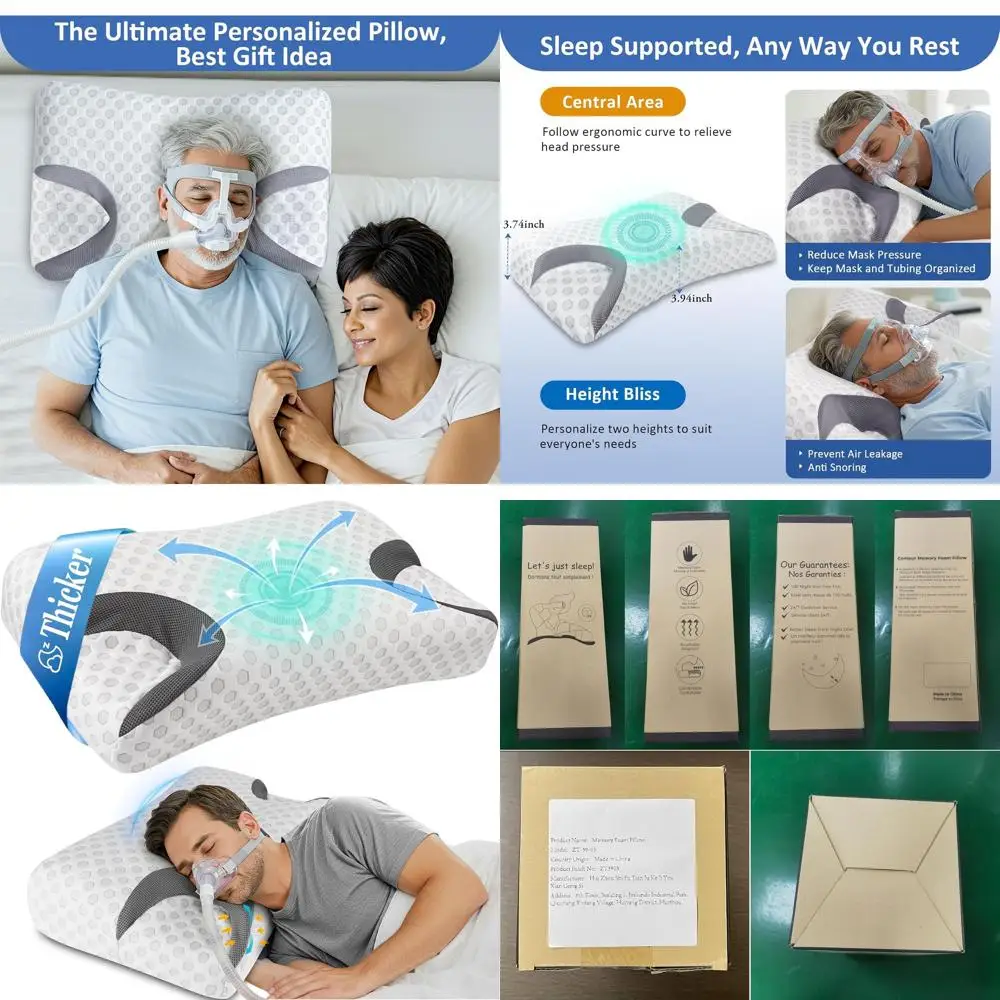 Подушка для сна на боку с эффектом памяти для снятия боли в шее и совместимая со всеми типами масок CPAP
Подушка для сна на боку с эффектом памяти для снятия боли в шее и совместимая со всеми типами масок CPAP