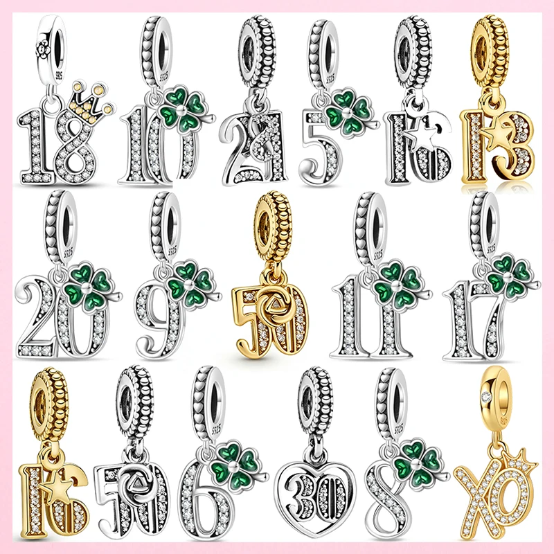 New 925 Sterling Silver Four Leaf Clover Lucky Numbers Charms Pendants Fit Brand Original Womens Bracelets Fine DIY Jewelry
New 925 Sterling Silver Four Leaf Clover Lucky Numbers Charms Pendants Fit Brand Original Womens Bracelets Fine DIY Jewelry 