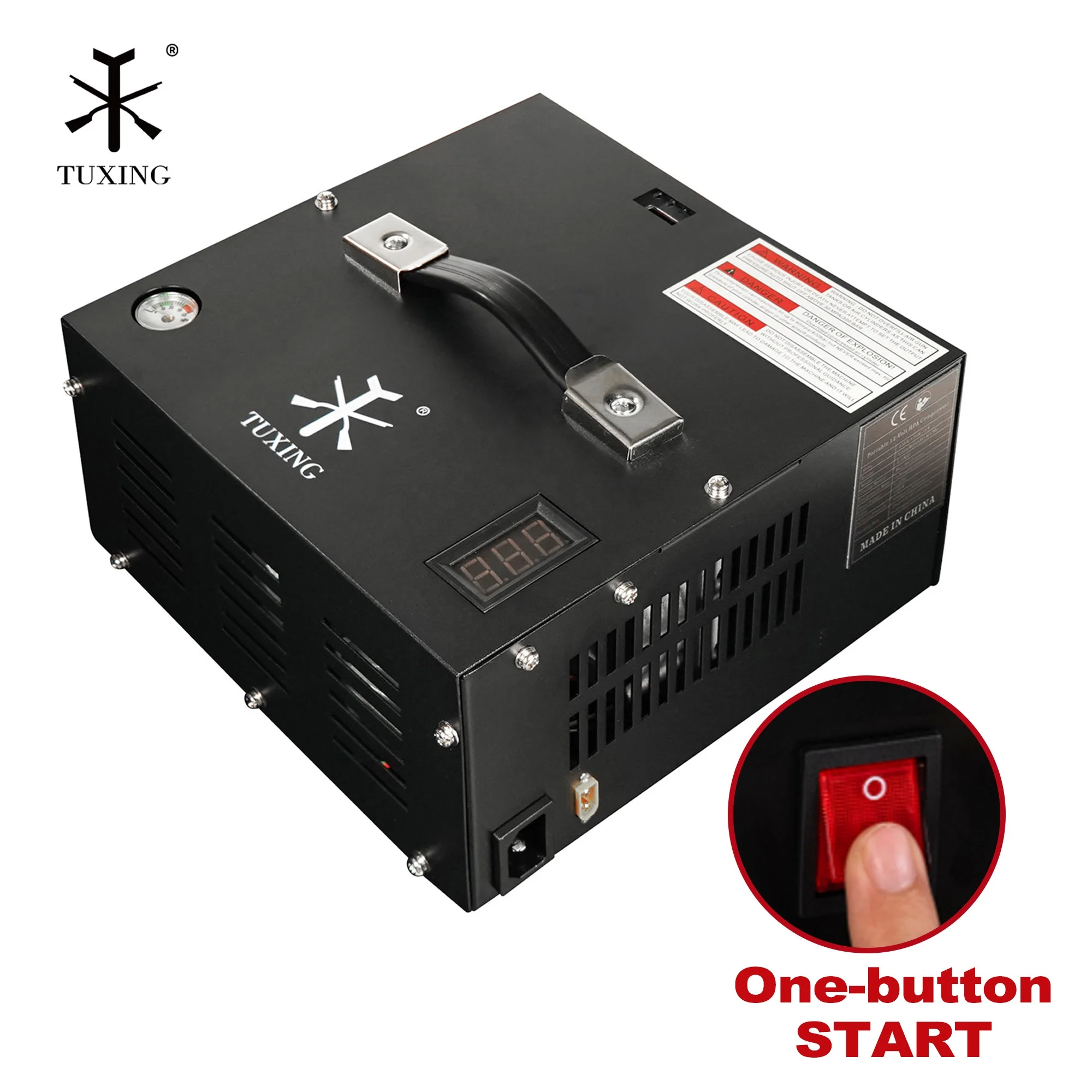 TUXING New Design Custom-Made Built-in Battery Converter 4500psi 300bar 30mpa 220V 12V DC Household Paintball Pcp Air Compressor
TUXING New Design Custom-Made Built-in Battery Converter 4500psi 300bar 30mpa 220V 12V DC Household Paintball Pcp Air Compressor