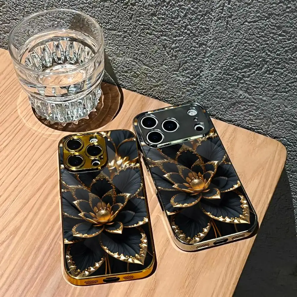 Black Golden Lotus Print Metallic Paint Glass Phone Case For iPhone 17 16 15 14 13 12 11 Pro Max Plus 17Air Cover hard shell
Black Golden Lotus Print Metallic Paint Glass Phone Case For iPhone 17 16 15 14 13 12 11 Pro Max Plus 17Air Cover hard shell