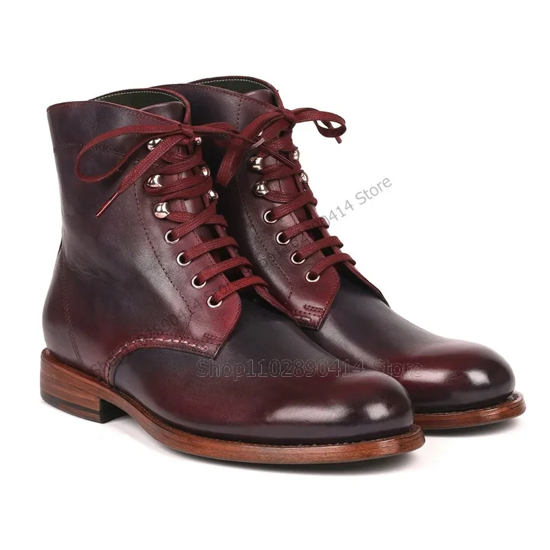 Burgandy Sewing Mid Calf Round Toe Strappy Boots Fashion Lace up Men Shoes Luxury Handmade Party Feast Banquet Men Dress Shoes
Burgandy Sewing Mid Calf Round Toe Strappy Boots Fashion Lace up Men Shoes Luxury Handmade Party Feast Banquet Men Dress Shoes
