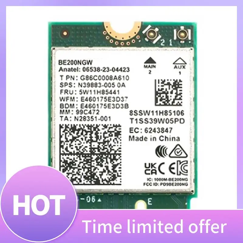 1 Piece Wifi 7 For BE200 Wireless Network Card BT5.4 Wifi Card Green Plastic For PC Laptop
1 Piece Wifi 7 For BE200 Wireless Network Card BT5.4 Wifi Card Green Plastic For PC Laptop