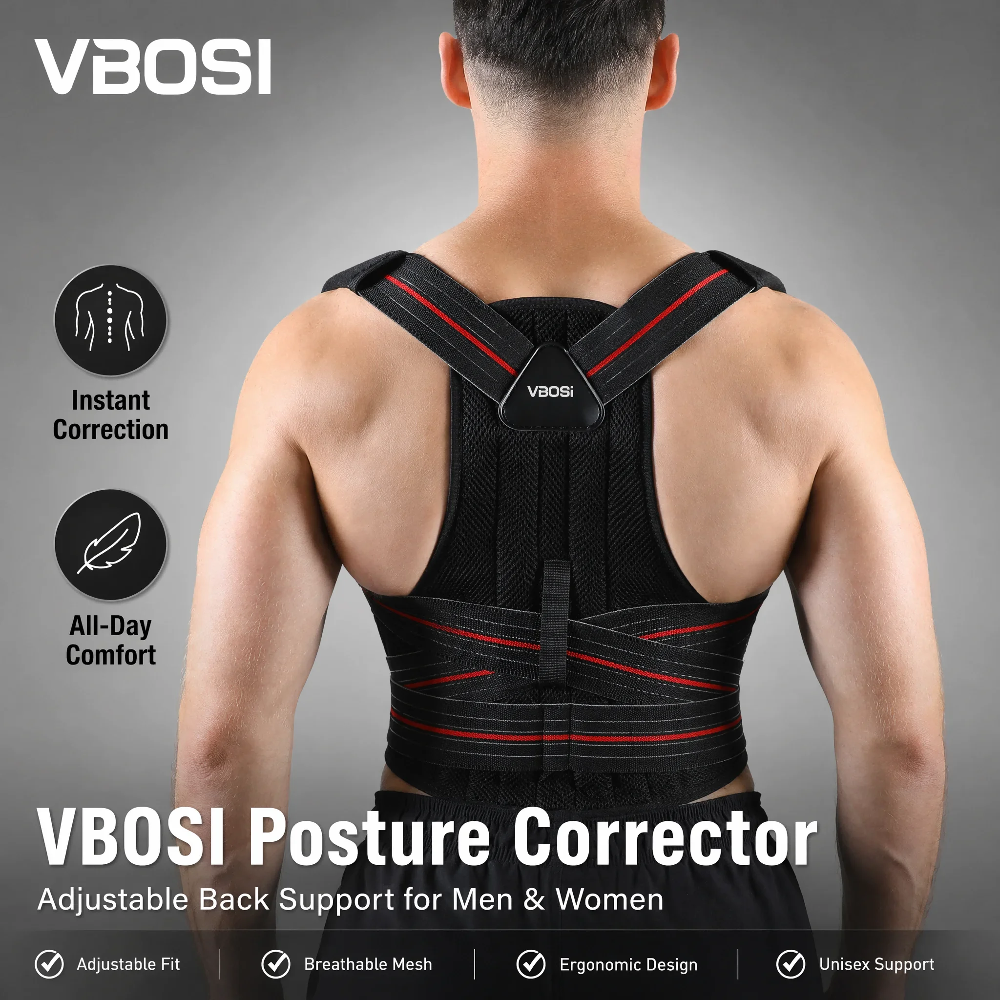 VBOSI Adjustable Hunchback CorrectorThickened Fixed Back Support Strap,Comfortable Posture Correction Brace for Adults Teenager
VBOSI Adjustable Hunchback CorrectorThickened Fixed Back Support Strap,Comfortable Posture Correction Brace for Adults Teenager