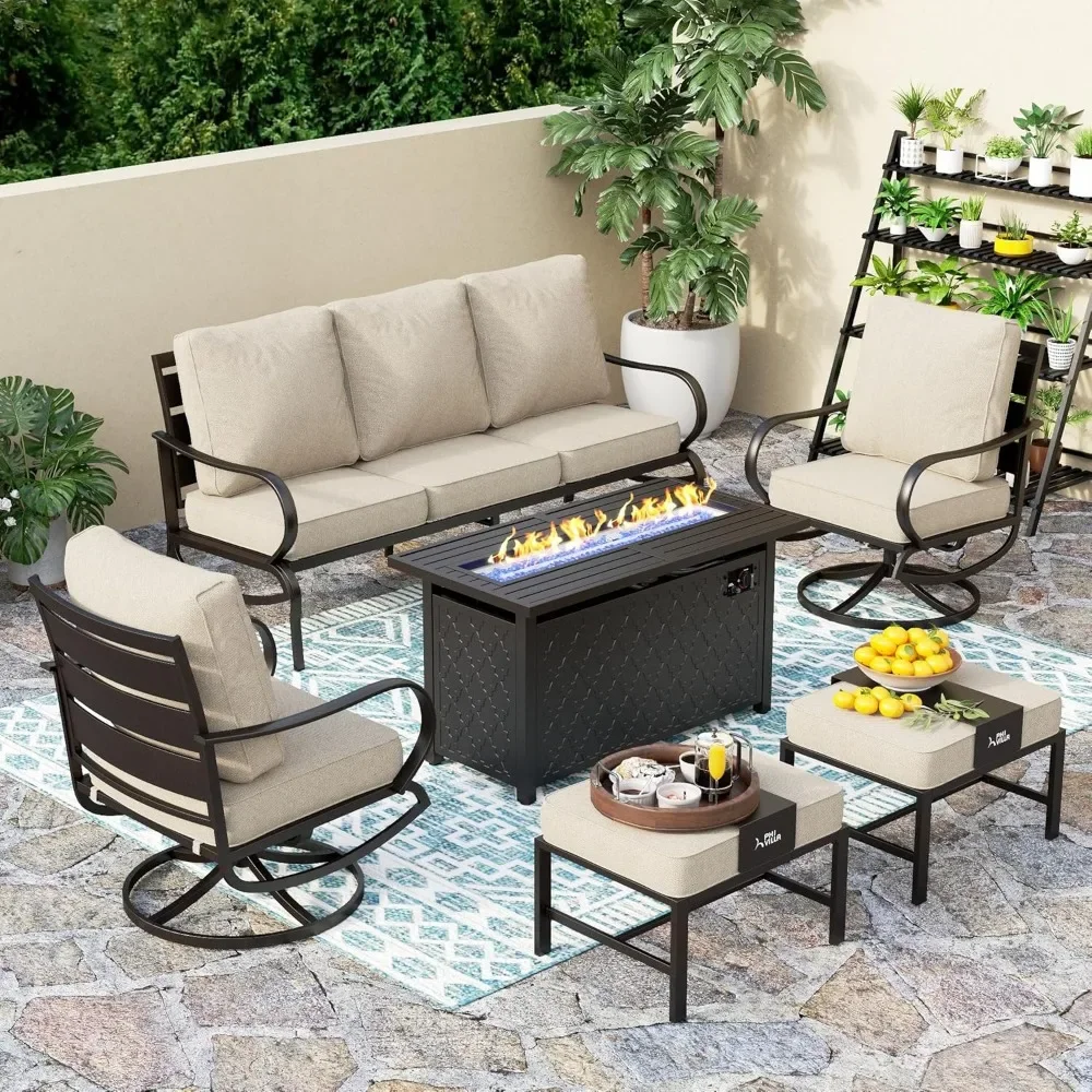 Patio Furniture Set with FirePit Table, Outdoor Furniture with 1 x 72 Deep Seating Sofa Bench, 1 x 45 Gas Firepit Table 
Patio Furniture Set with FirePit Table, Outdoor Furniture with 1 x 72 Deep Seating Sofa Bench, 1 x 45 Gas Firepit Table