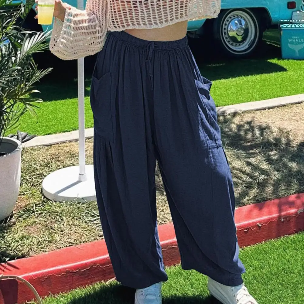 Women Casual Pants Elastic High Waist Straight Wide Leg Pants With Pockets Adjustable Drawstring Loose Fit Long Trousers
Women Casual Pants Elastic High Waist Straight Wide Leg Pants With Pockets Adjustable Drawstring Loose Fit Long Trousers