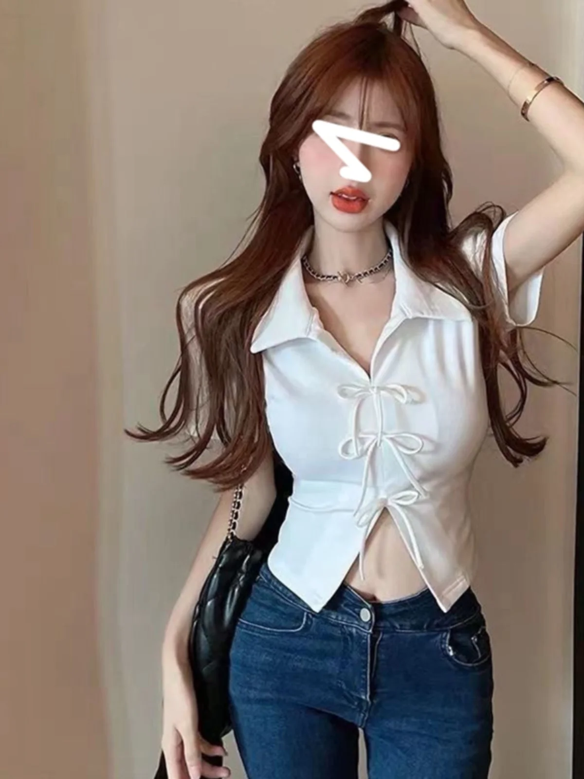 Summer Pure Desire Women's Short Sleeve Neck T-Shirt Korean Style Slimming Belly Covering Short Length Fashionable Top
Summer Pure Desire Women's Short Sleeve Neck T-Shirt Korean Style Slimming Belly Covering Short Length Fashionable Top