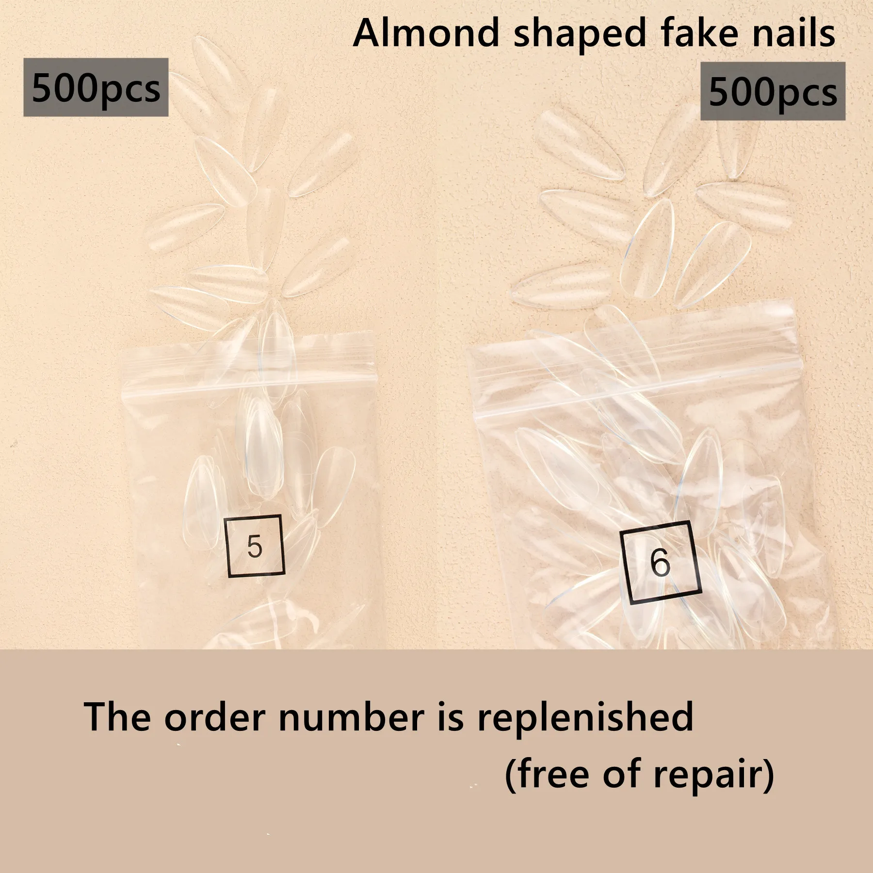 500 Pieces/bag Medium Size Clear Pointed Almond Nail Handmade Nail 5# 6# New 2023 Tools
500 Pieces/bag Medium Size Clear Pointed Almond Nail Handmade Nail 5# 6# New 2023 Tools