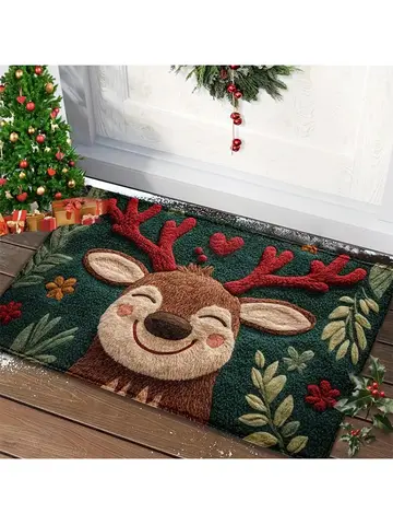 Alfombra navideña para puerta, Papá Noel rojo, exterior e interior, alfombra de hombre de jengibre, Año Nuevo 2026, Feliz Navidad, decoración del hogar, alfombrilla para pies