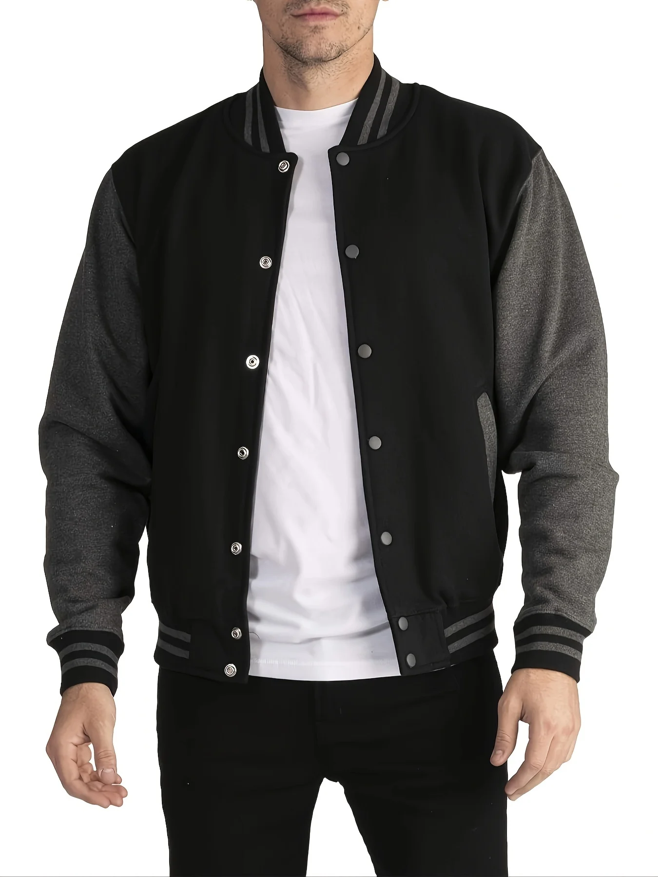 Mens Long Sleeve Solid Color Baseball Collar Knit Jacket Pocket Stretchy Fabric Perfect for Casual Outdoor Sports Varsity Events
Mens Long Sleeve Solid Color Baseball Collar Knit Jacket Pocket Stretchy Fabric Perfect for Casual Outdoor Sports Varsity Events