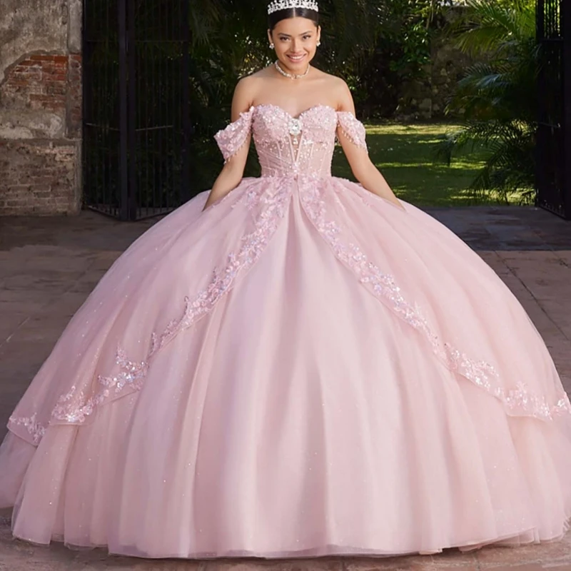 Pink Shiny Princess Off the Shoulder Sweet 16 Dress Quinceanera Dresses Applique Lace Beads Tull Party Birthday Vestidos 15 De
Pink Shiny Princess Off the Shoulder Sweet 16 Dress Quinceanera Dresses Applique Lace Beads Tull Party Birthday Vestidos 15 De