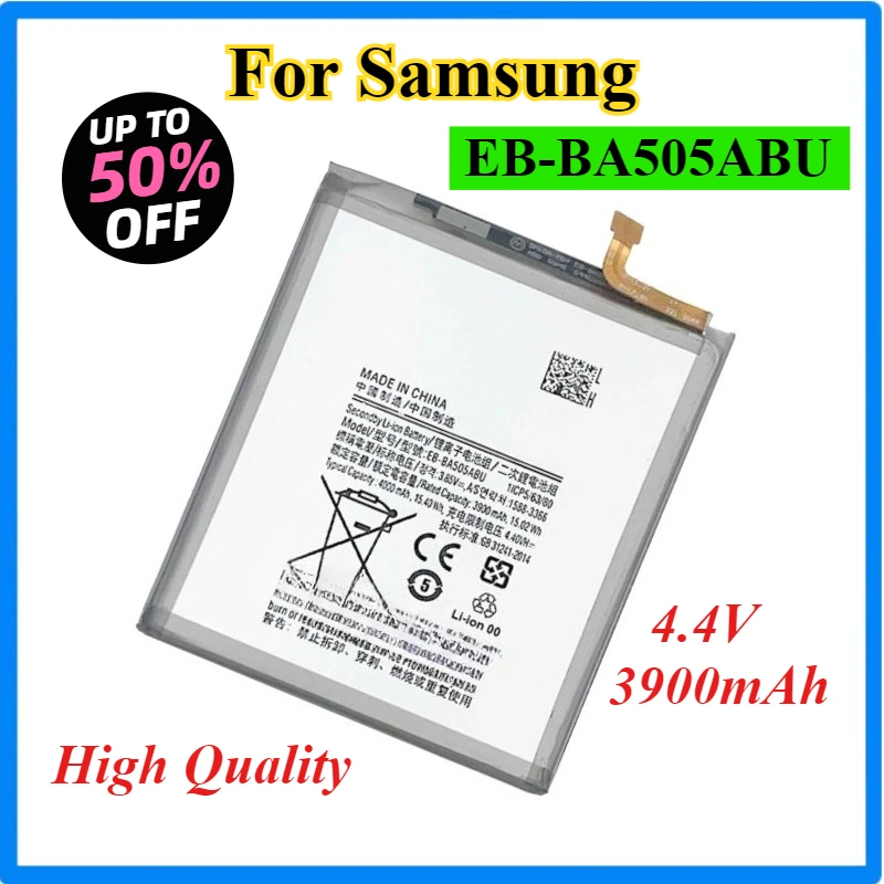 Аккумулятор 4,4 В, 3900 мАч, 15,02 Втч EB-BA505ABU для Samsung Galaxy A50 2019,SM-A505,SM-A505F/DS,SM-A505FM,SM-A505FN,SM-A505GN,SM-A505YN
Аккумулятор 4,4 В, 3900 мАч, 15,02 Втч EB-BA505ABU для Samsung Galaxy A50 2019,SM-A505,SM-A505F/DS,SM-A505FM,SM-A505FN,SM-A505GN,SM-A505YN