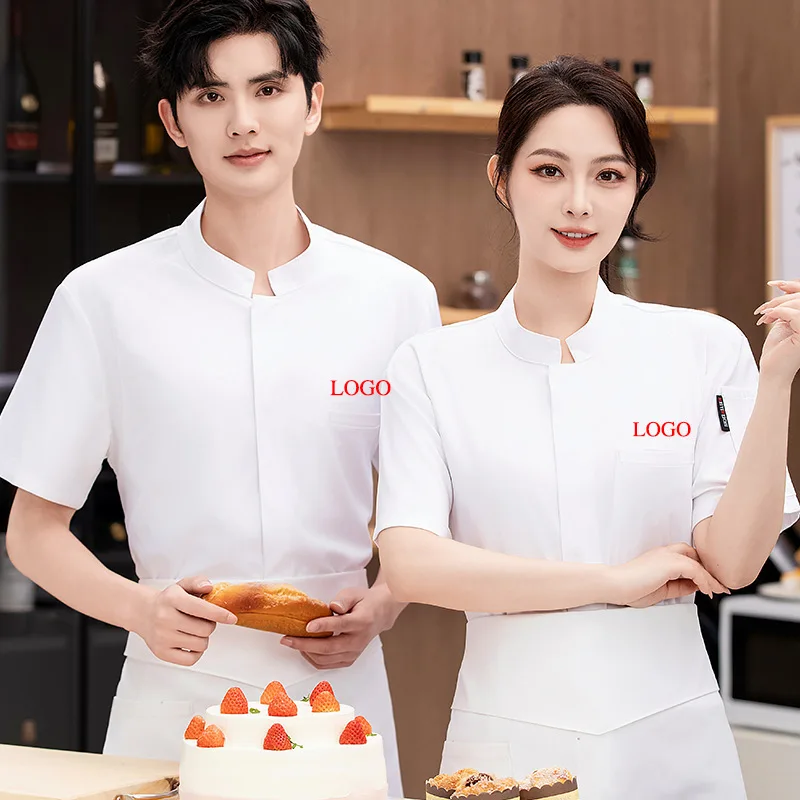 New pure white chef workwear short-sleeved men's uniform for catering, hotel, pastry chef, kitchen, and cafeteria, breathable fo
New pure white chef workwear short-sleeved men's uniform for catering, hotel, pastry chef, kitchen, and cafeteria, breathable fo
