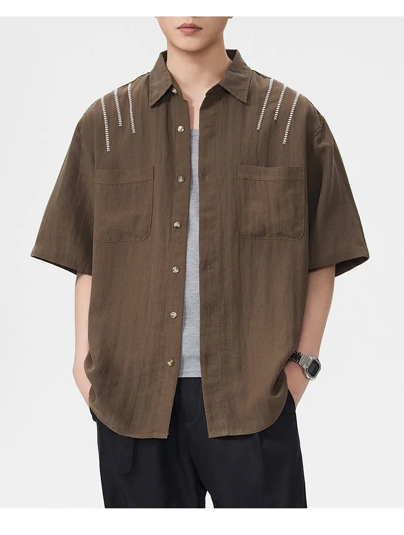Summer New Mens Short Sleeve Shirts Old Money Style Shirt Men 2 Pockets Dropped Shoulder Sleeves Tops Casual Fashion Clothing
Summer New Mens Short Sleeve Shirts Old Money Style Shirt Men 2 Pockets Dropped Shoulder Sleeves Tops Casual Fashion Clothing