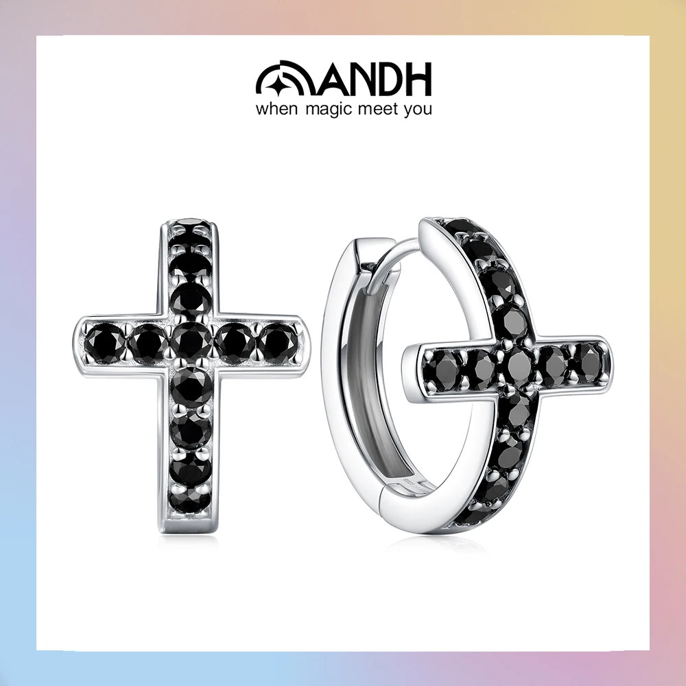 ANDH Men Cross Hoop Earrings Black Moissanite 925 Sterling Silver Round Earrings Christian Faith Religious Luxury Jewelry Gift
ANDH Men Cross Hoop Earrings Black Moissanite 925 Sterling Silver Round Earrings Christian Faith Religious Luxury Jewelry Gift