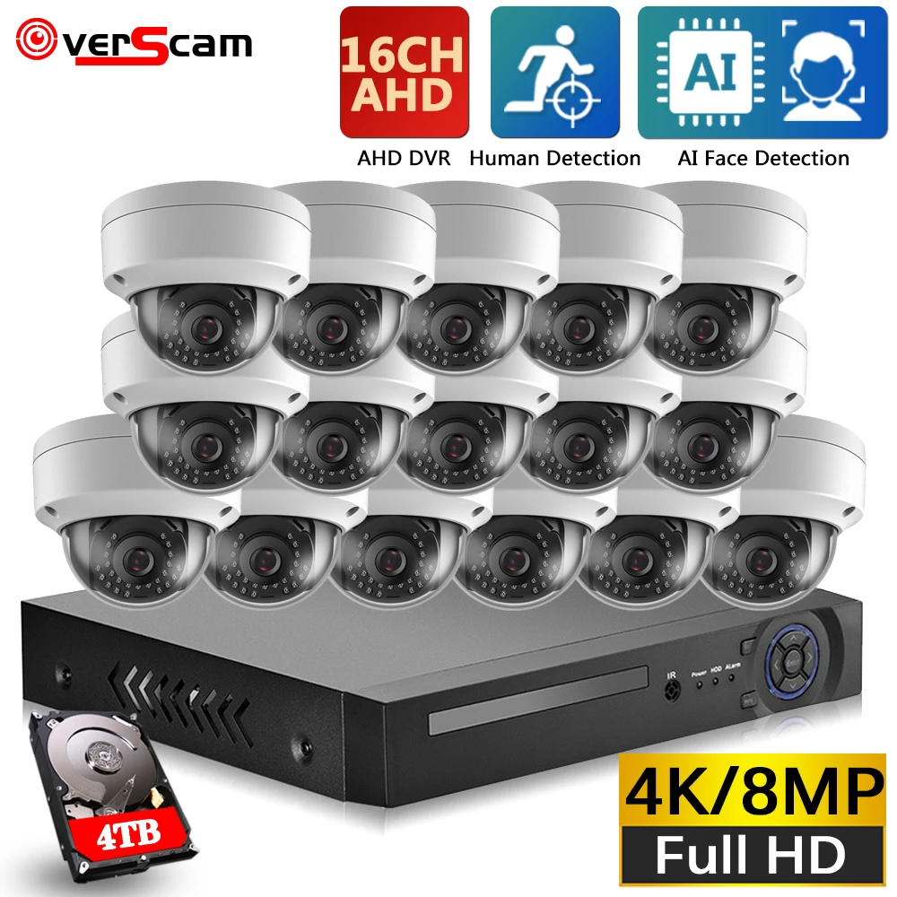H.265 AHD Home Security Camera System 4K 16CH DVR Kit AI Face Record With 16*8MP Camera HD CCTV Video Surveillance System Set
H.265 AHD Home Security Camera System 4K 16CH DVR Kit AI Face Record With 16*8MP Camera HD CCTV Video Surveillance System Set