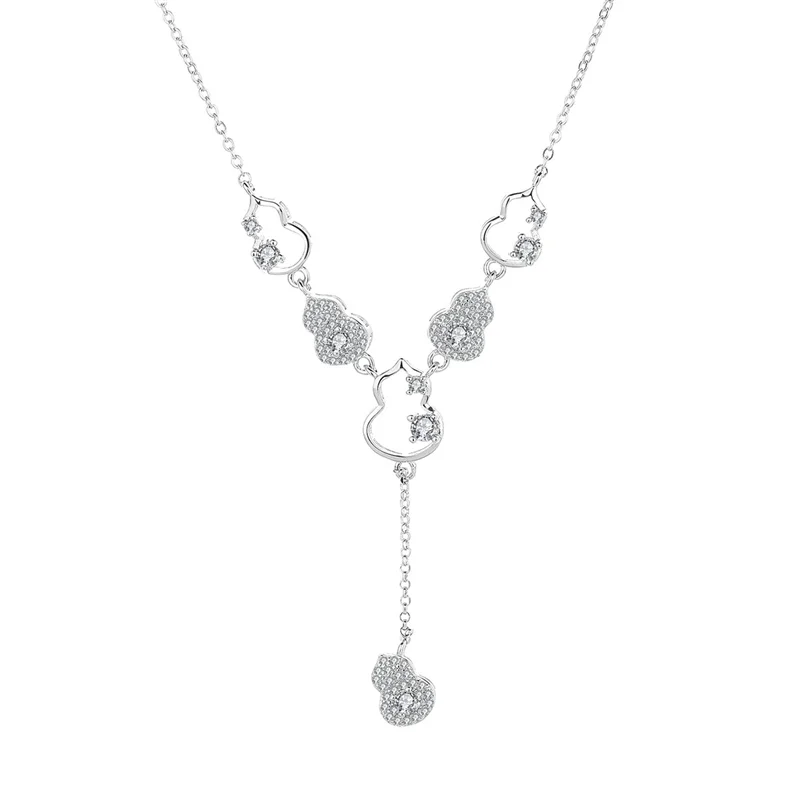 ZFSILVER Fashion Trendy s925 Silver Luxury Moissanite Design Gourd Necklace Charms Women Accessories Party Jewelry Gifts WD L-10
ZFSILVER Fashion Trendy s925 Silver Luxury Moissanite Design Gourd Necklace Charms Women Accessories Party Jewelry Gifts WD L-10
